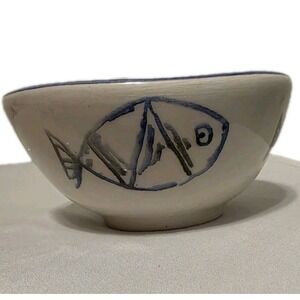 Papart Seramik Sauce Dipping Bowl Small Accent 4" X 2" Hand painted Fish Ocean